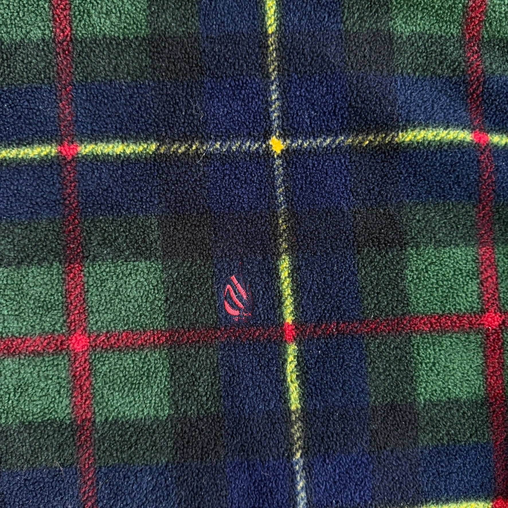 Vintage 90s Nautica Embroidered Logo Plaid Pullover Polar Fleece - XL