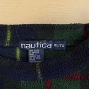 Vintage 90s Nautica Embroidered Logo Plaid Pullover Polar Fleece - XL