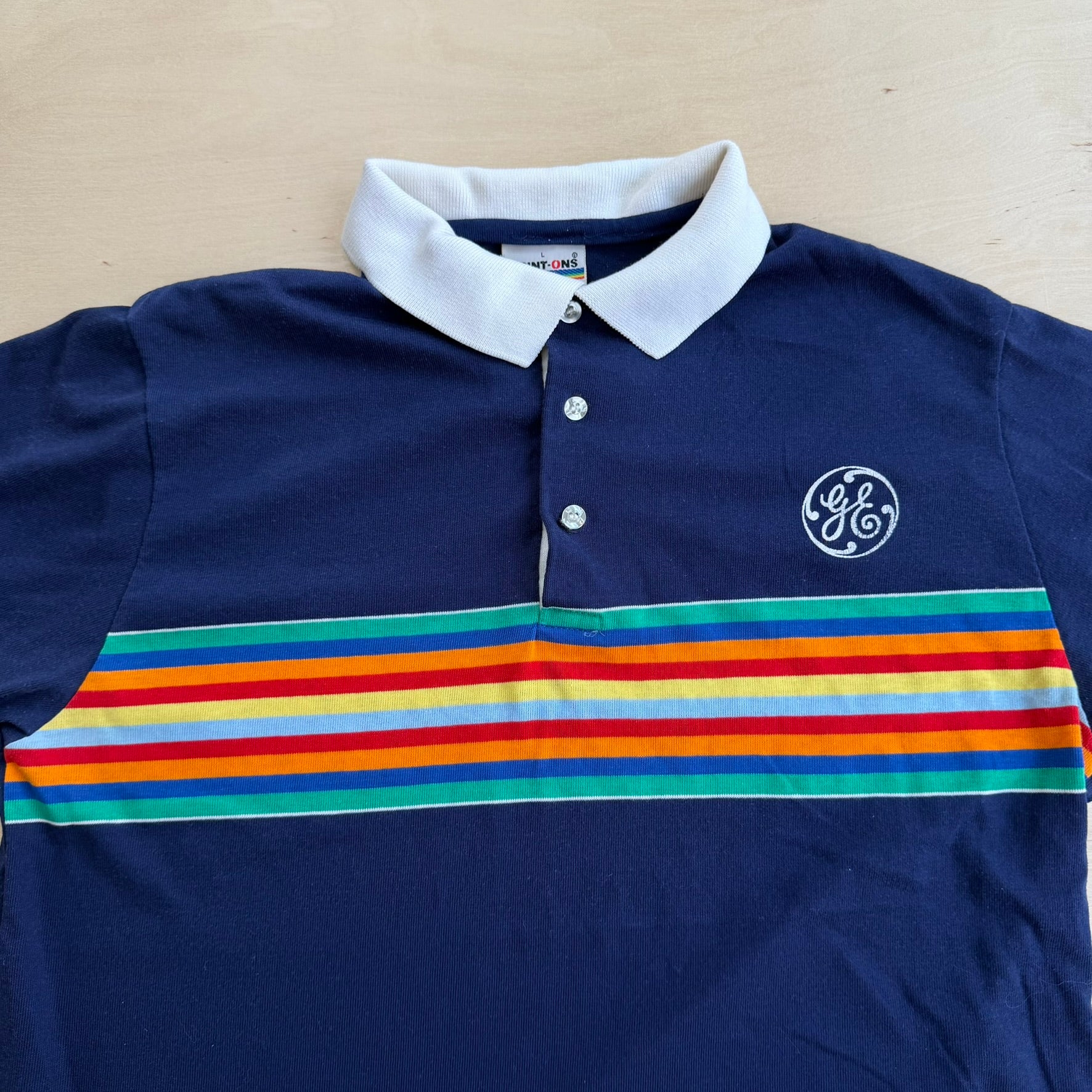 J- Vintage General Electric Embroidered Logo Made In USA Short Sleeve Polo Shirt - L (fits M)
