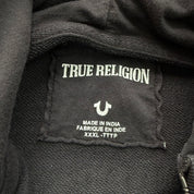 J- Vintage True Religion Gold Buddha Logo Black Zip Up Hoodie - 3XL