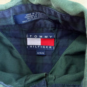 J- Vintage Tommy Hilfiger Embroidered Crest Olive Green Button Down Shirt - M