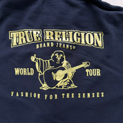 J- Vintage True Religion Gold Buddha Logo Black Zip Up Hoodie - 3XL