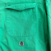 J- Vintage Tommy Hilfiger Embroidered Crest Green Button Down Shirt - L