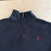 Vintage Polo RL Embroidered Logo Black Quarter Zip Sweater - L