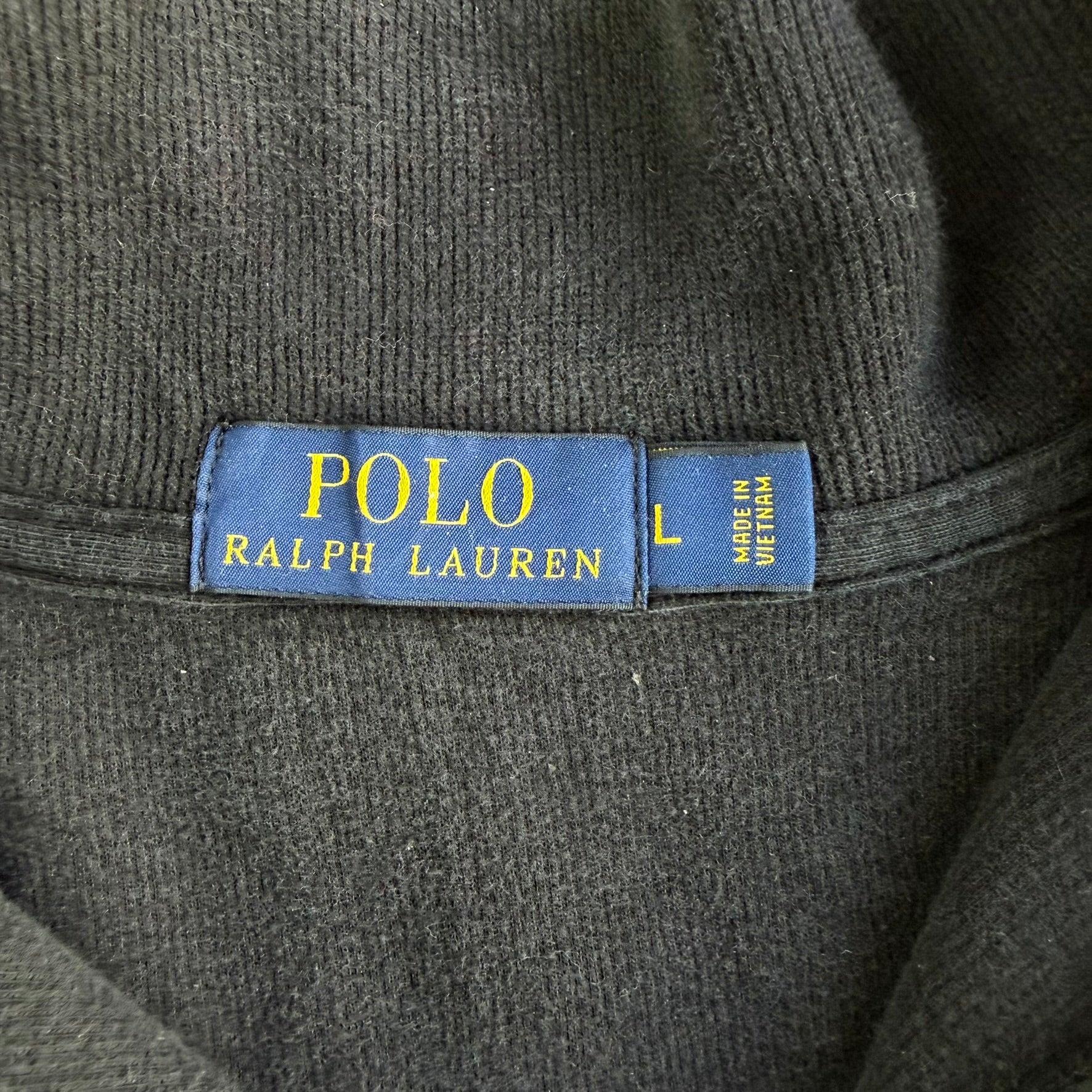 Vintage Polo RL Embroidered Logo Black Quarter Zip Sweater - L