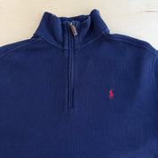 Vintage Polo RL Embroidered Logo Navy Made In USA Quarter Zip Sweater - M