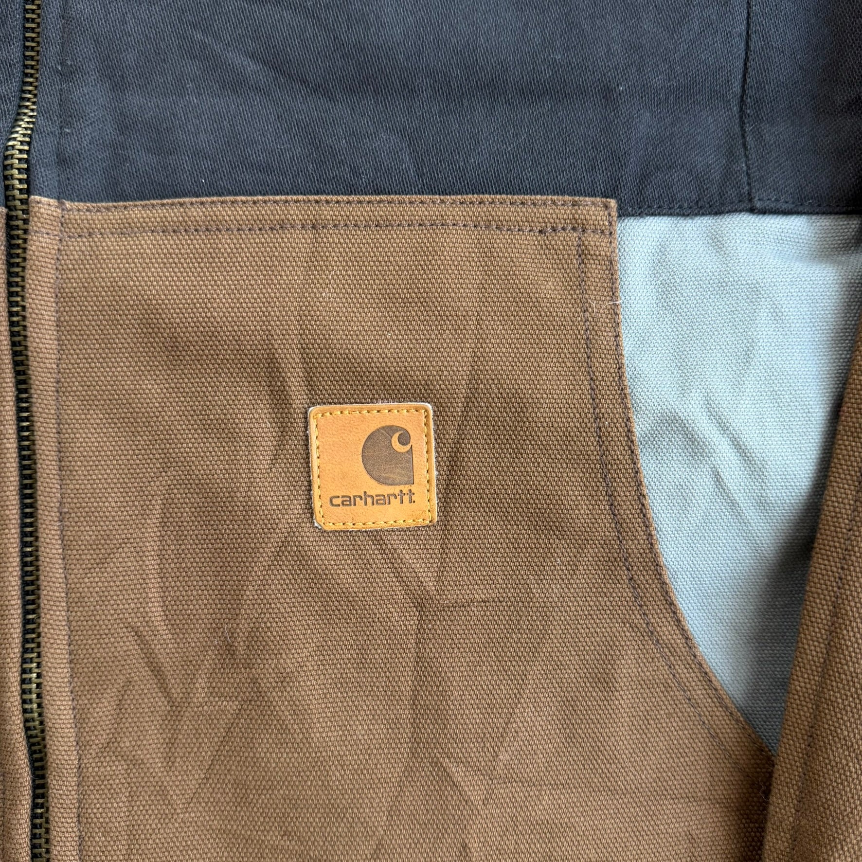 J- Carhartt Reworked Black/Brown/Grey Collared Jacket - L