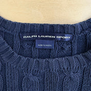 Vintage Women's Ralph Lauren Sport Embroidered Logo Cable Knit Sweater - Women's L