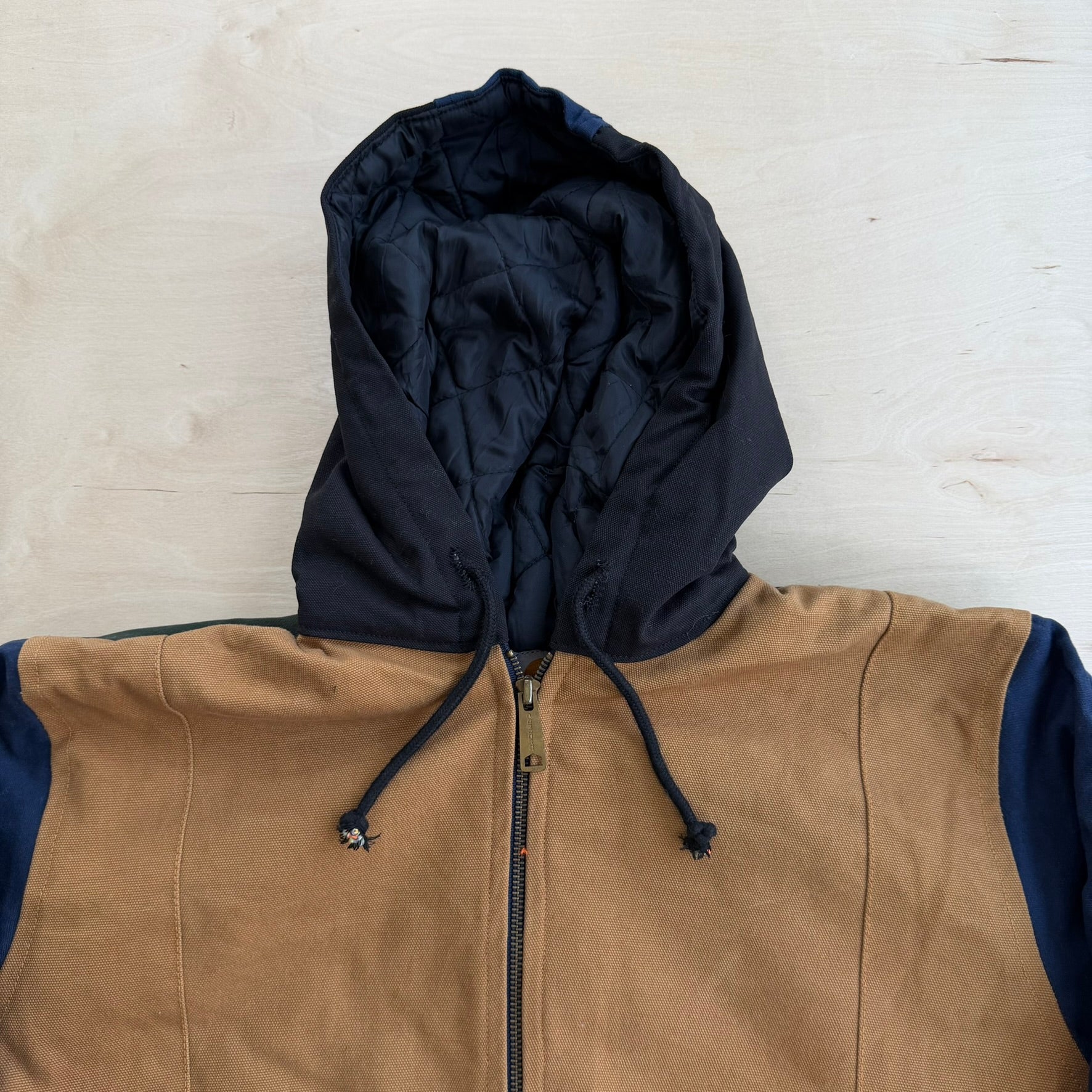 J- Carhartt Reworked Brown/Navy Hooded Jacket - M