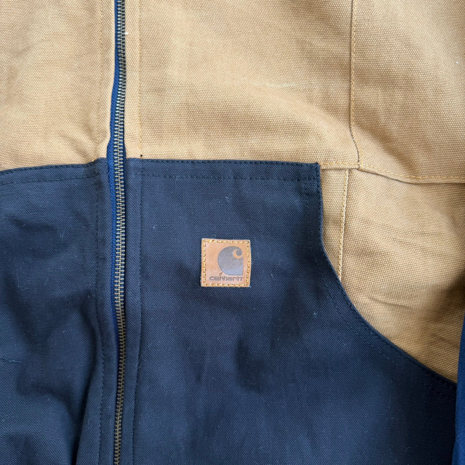 J- Carhartt Reworked Brown/Navy Hooded Jacket - M