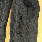 Vintage Women's Ralph Lauren Embroidered Logo Black Cable Knit Sweater - Women's L