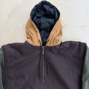 J- Carhartt Reworked Brown/Olive Green Hooded Jacket - L