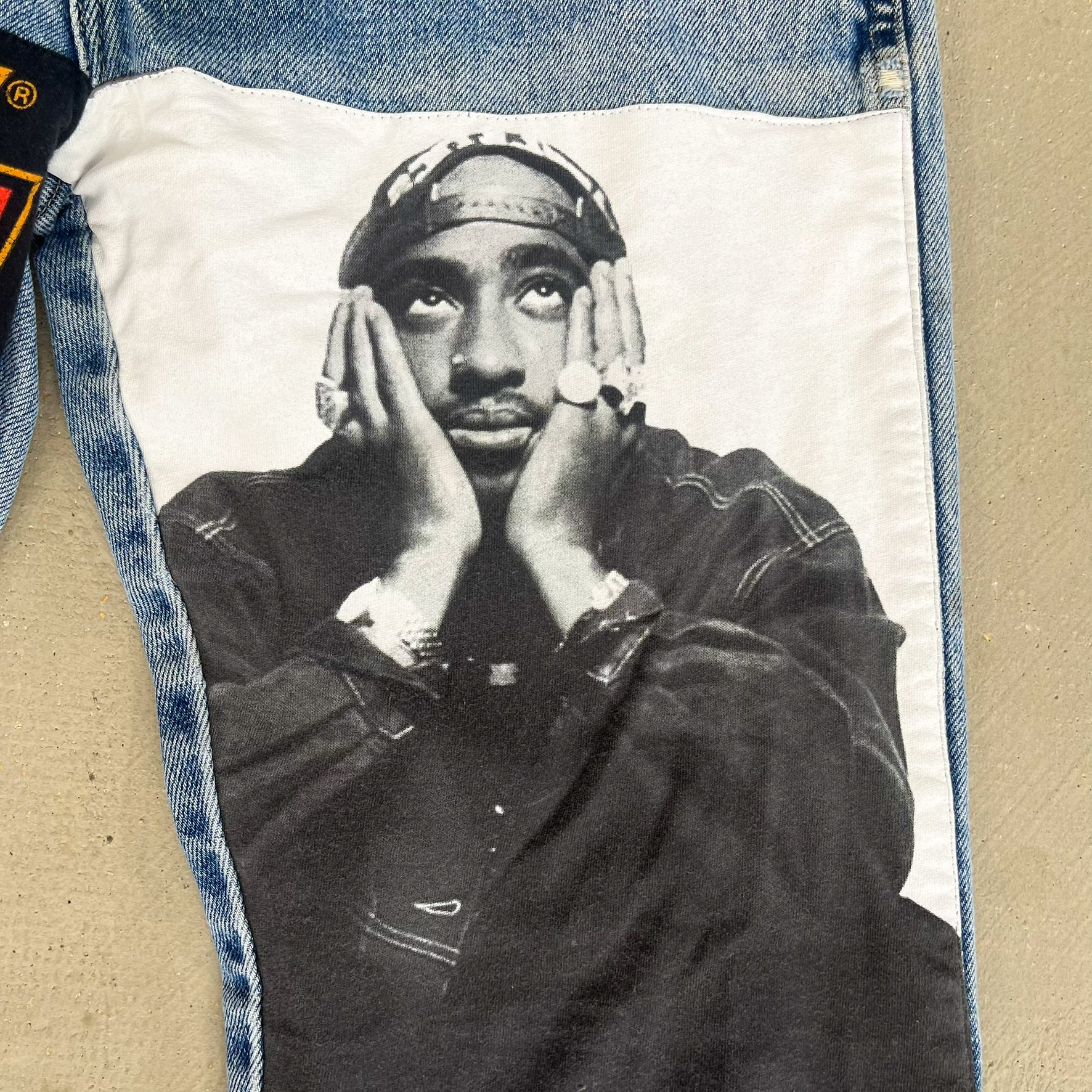 F- HOM Kiss/Tupac Wrangler Reworked Custom Jeans