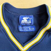 J- Vintage Starter University Of Michigan Embroidered Text Hockey Jersey - XL