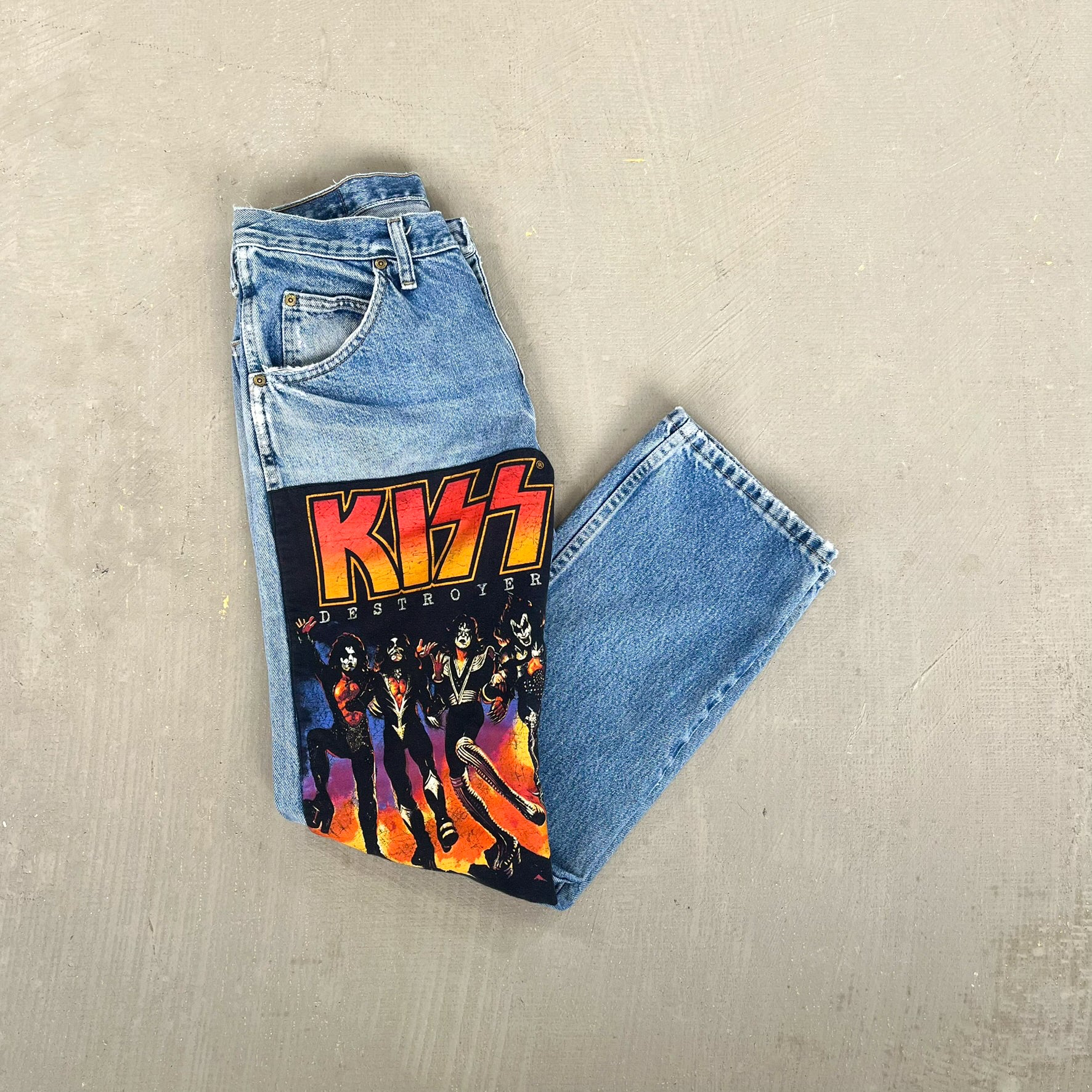 F- HOM Kiss/Tupac Wrangler Reworked Custom Jeans