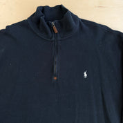 Vintage 90s Polo RL Embroidered Logo Black Quarter Zip Sweater - 2XL Tall