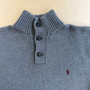 Vintage 90s Polo RL Embroidered Logo Henley Style Cotton Knit Sweater - M