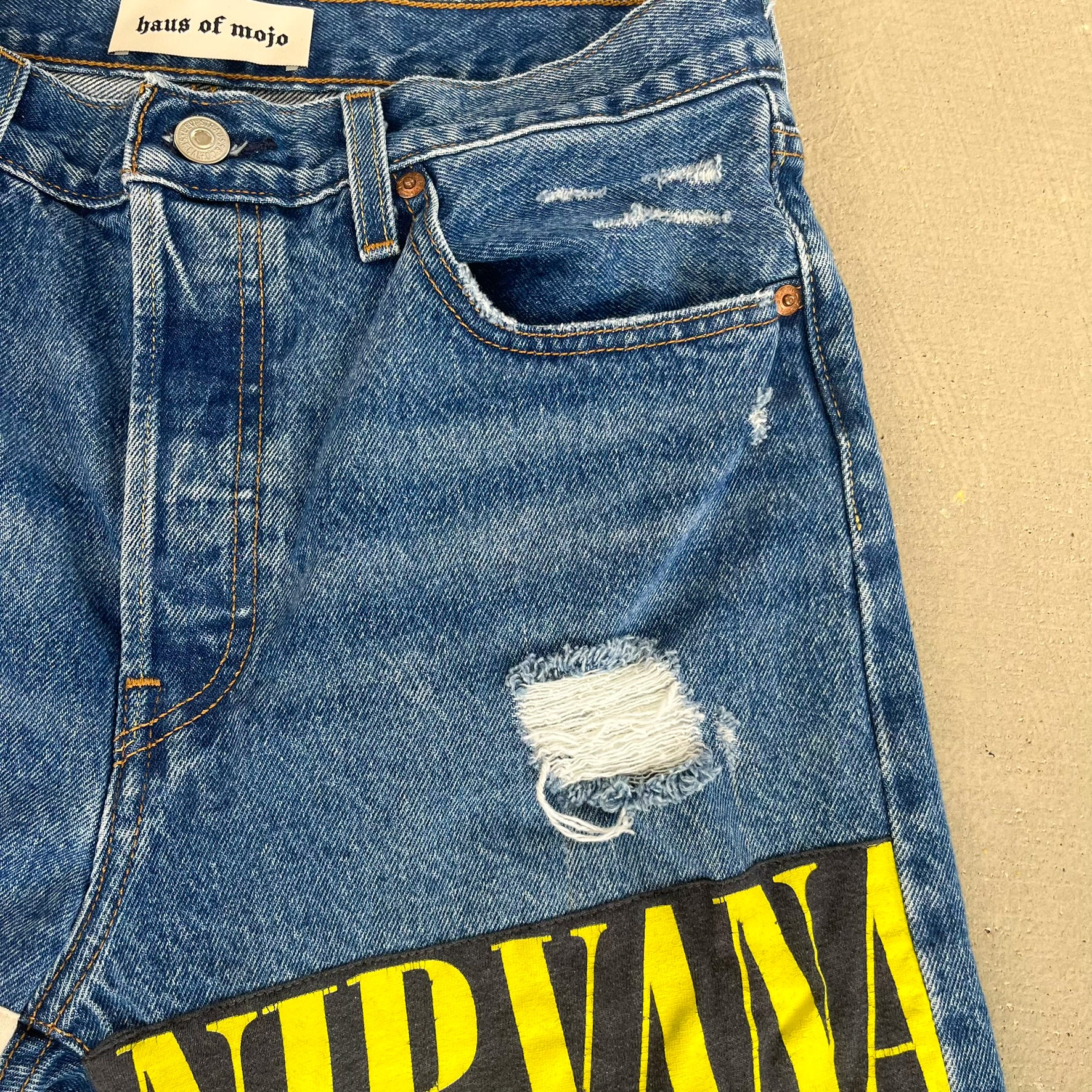 F- HOM Nirvana Levi's 501 Reworked Custom Jeans