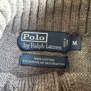 Vintage 90s Polo RL Embroidered Logo Henley Style Cotton Knit Sweater - M