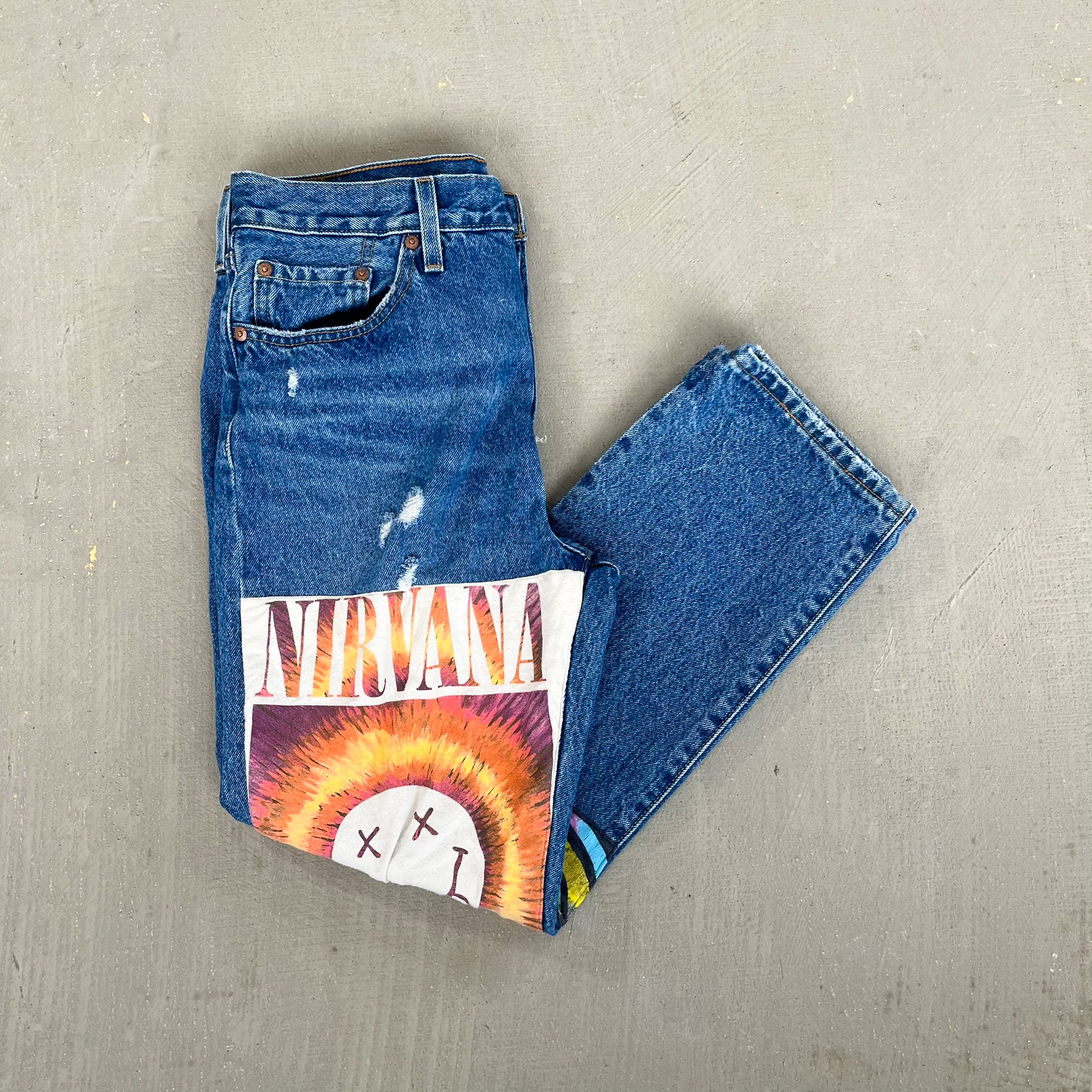 F- HOM Nirvana Levi's 501 Reworked Custom Jeans