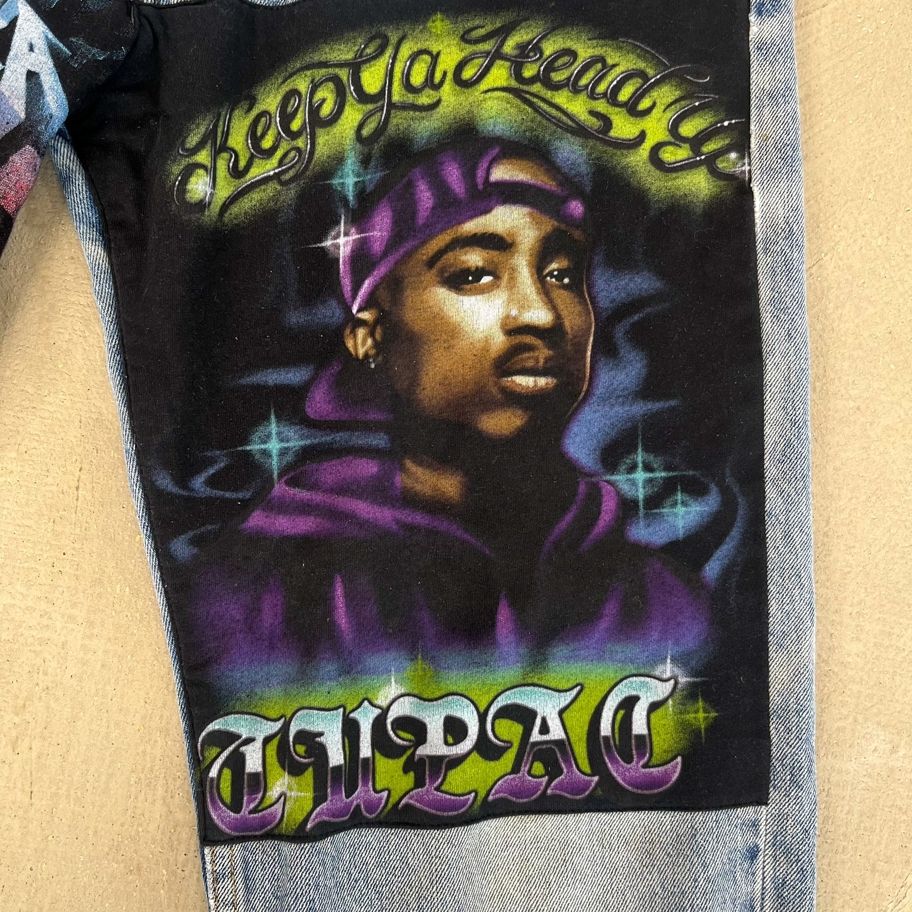 F- HOM Metallica/Tupac Levi's 550 Reworked Custom Jeans