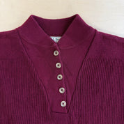 Vintage 90s Women's LL Bean Made In USA Henley Style Cotton Knit Sweater - Women's XL