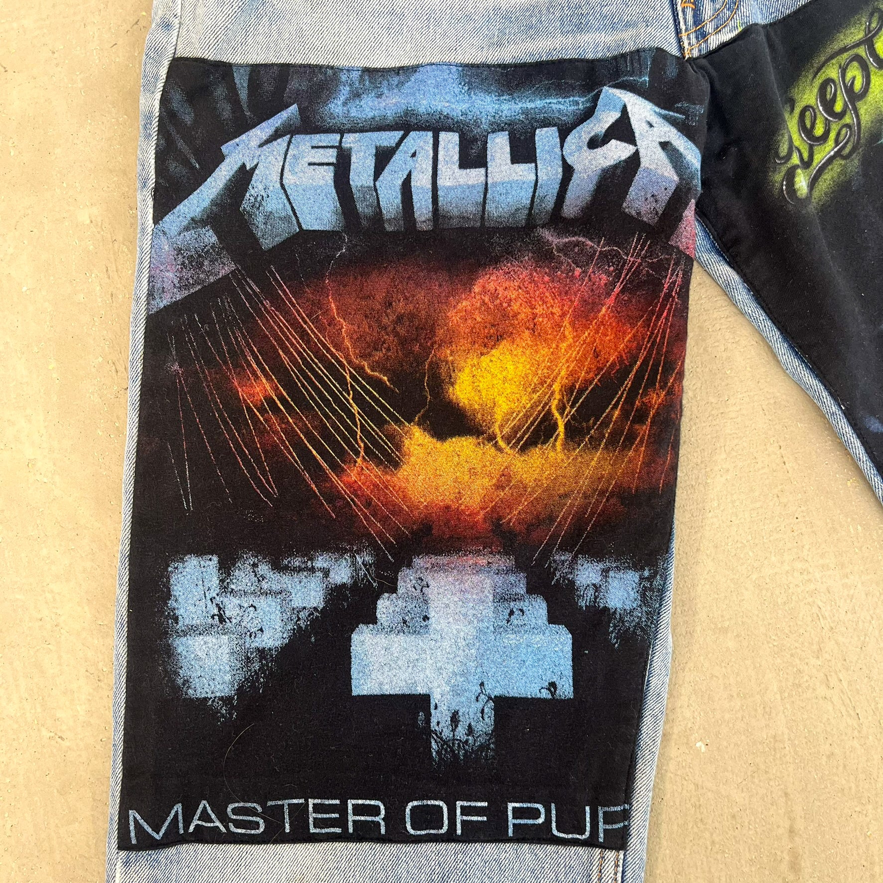 F- HOM Metallica/Tupac Levi's 550 Reworked Custom Jeans