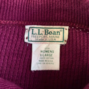 Vintage 90s Women's LL Bean Made In USA Henley Style Cotton Knit Sweater - Women's XL