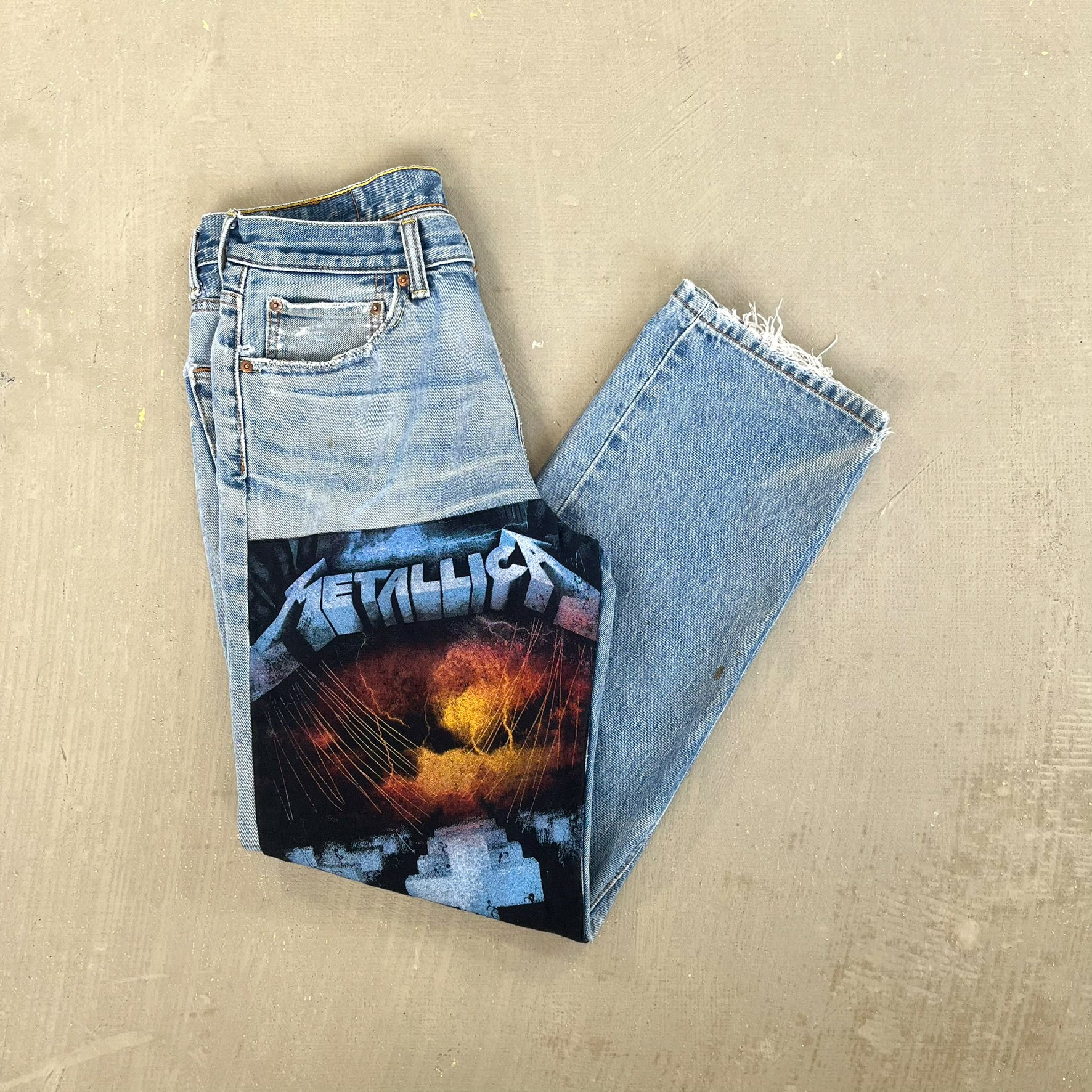 F- HOM Metallica/Tupac Levi's 550 Reworked Custom Jeans