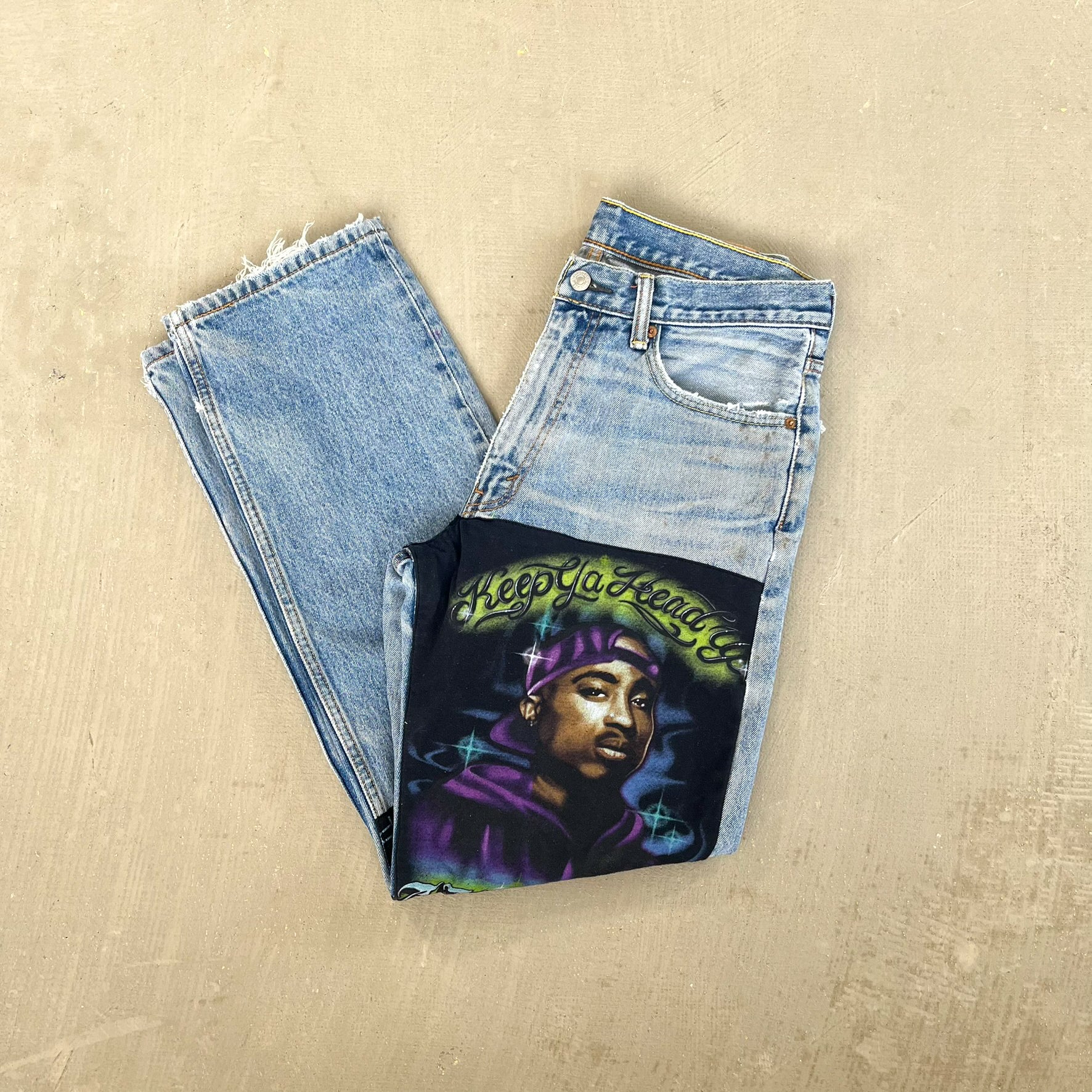F- HOM Metallica/Tupac Levi's 550 Reworked Custom Jeans