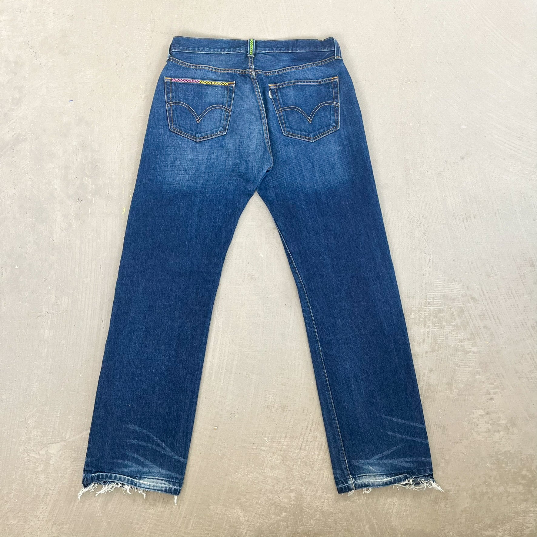 F- HOM PEACE Levi's 501 Reworked Custom Jeans