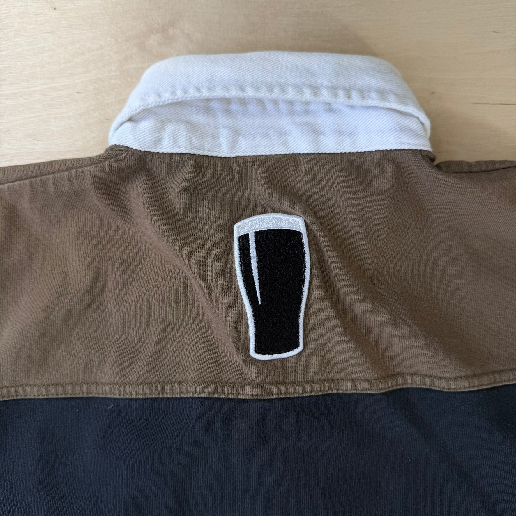 Vintage Guinness Beer Embroidered Logo Long Sleeve Rugby Shirt - L