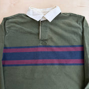 J- Vintage LL Bean Olive Green Long Sleeve Rugby Shirt - M