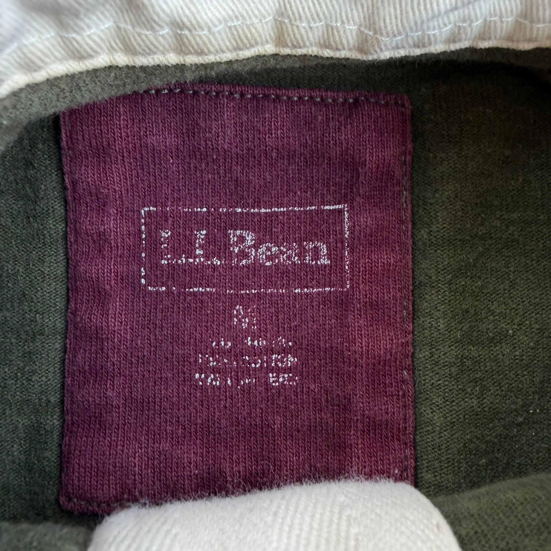 J- Vintage LL Bean Olive Green Long Sleeve Rugby Shirt - M