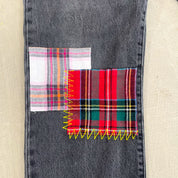 F- HOM Plaid Pink/White Back Pocket Levi's 501 90s Reworked Custom Jeans