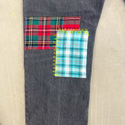F- HOM Plaid Pink/White Back Pocket Levi's 501 90s Reworked Custom Jeans