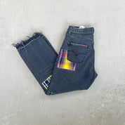 F- HOM Plaid Pink/White Back Pocket Levi's 501 90s Reworked Custom Jeans