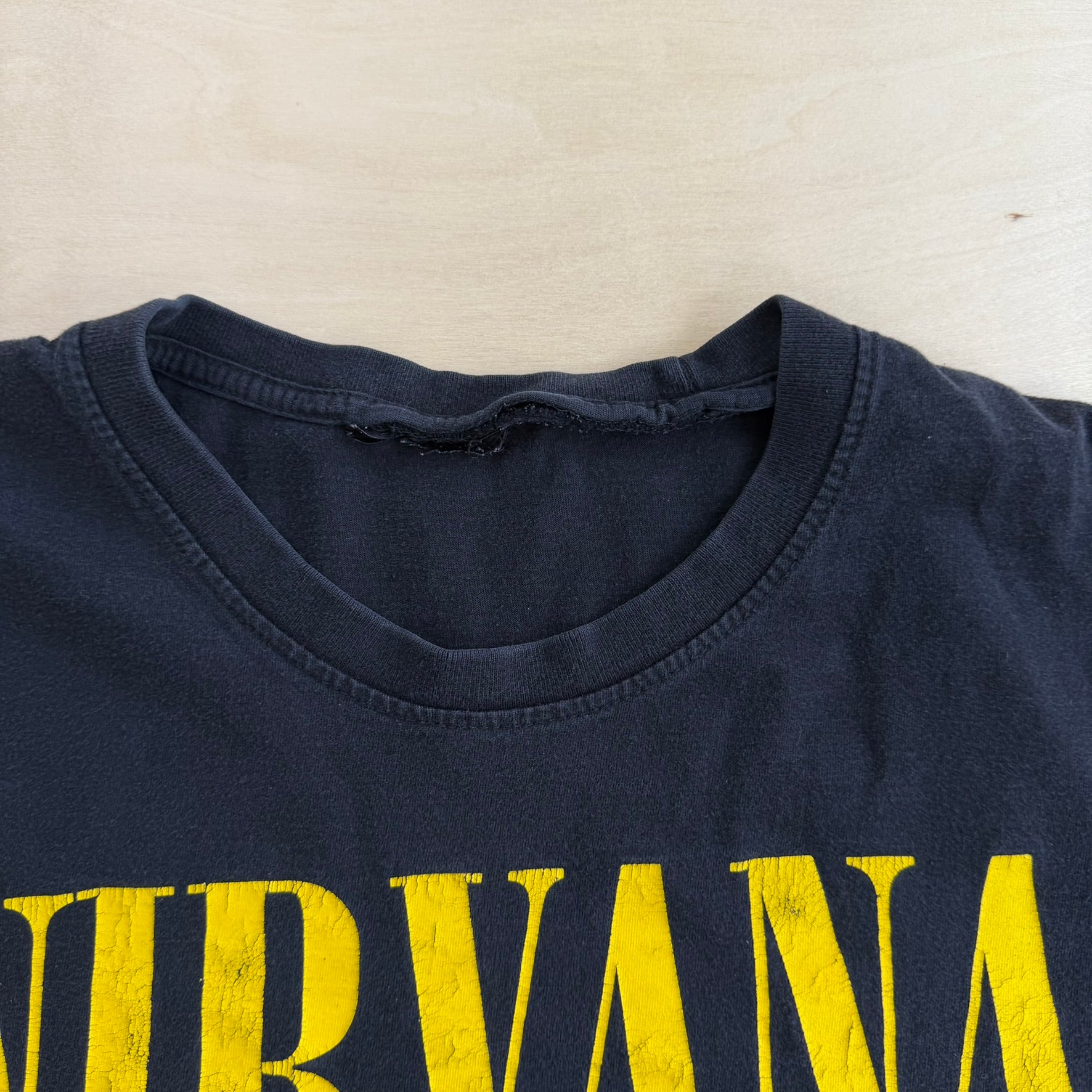 J- Vintage Nirvana Smiley Face Logo Single Stitch Tee - L