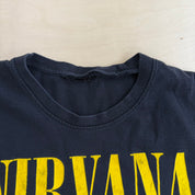 J- Vintage Nirvana Smiley Face Logo Single Stitch Tee - L