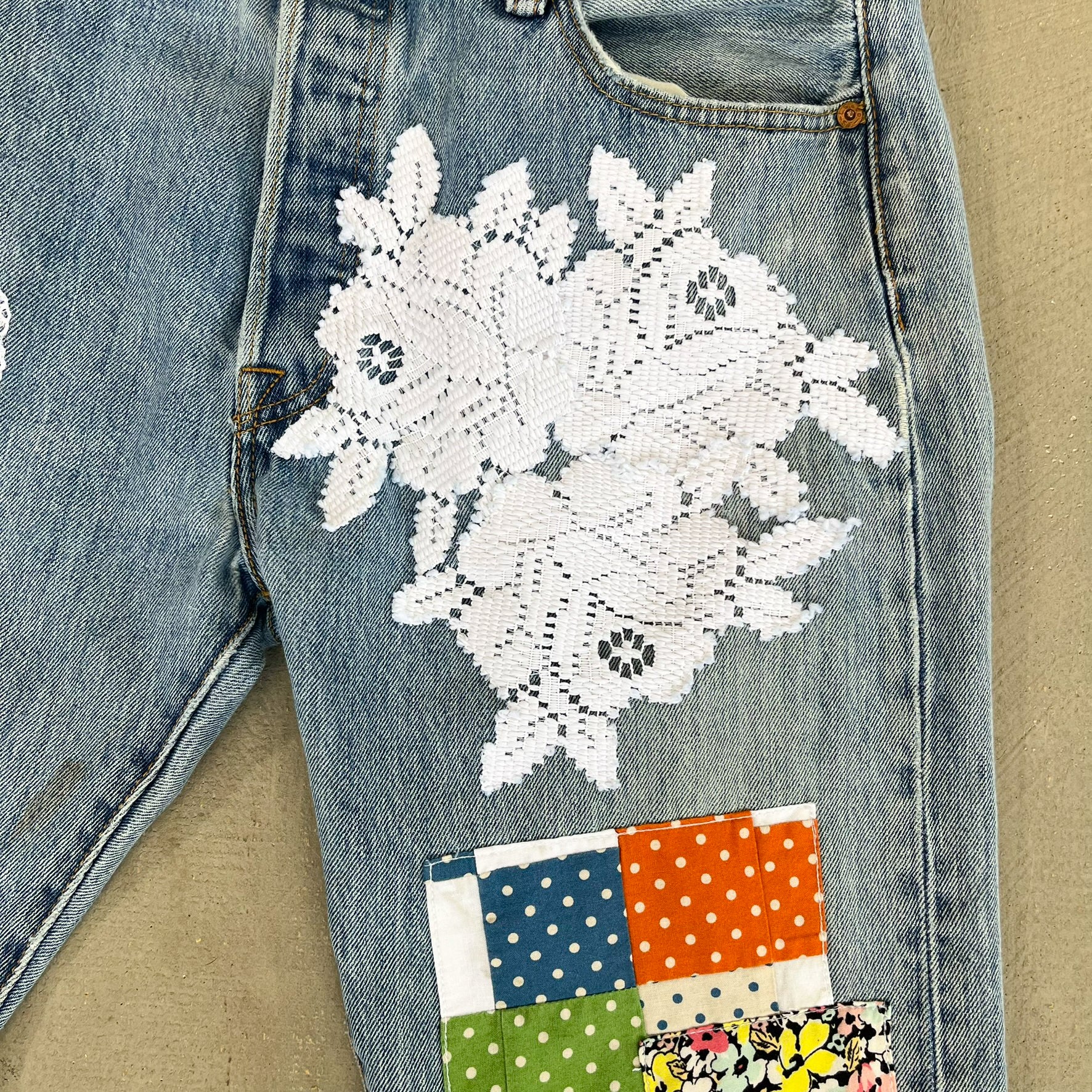 F- HOM PEACE Levi's 501 Reworked Custom Jeans