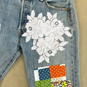 F- HOM PEACE Levi's 501 Reworked Custom Jeans