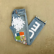 F- HOM PEACE Levi's 501 Reworked Custom Jeans