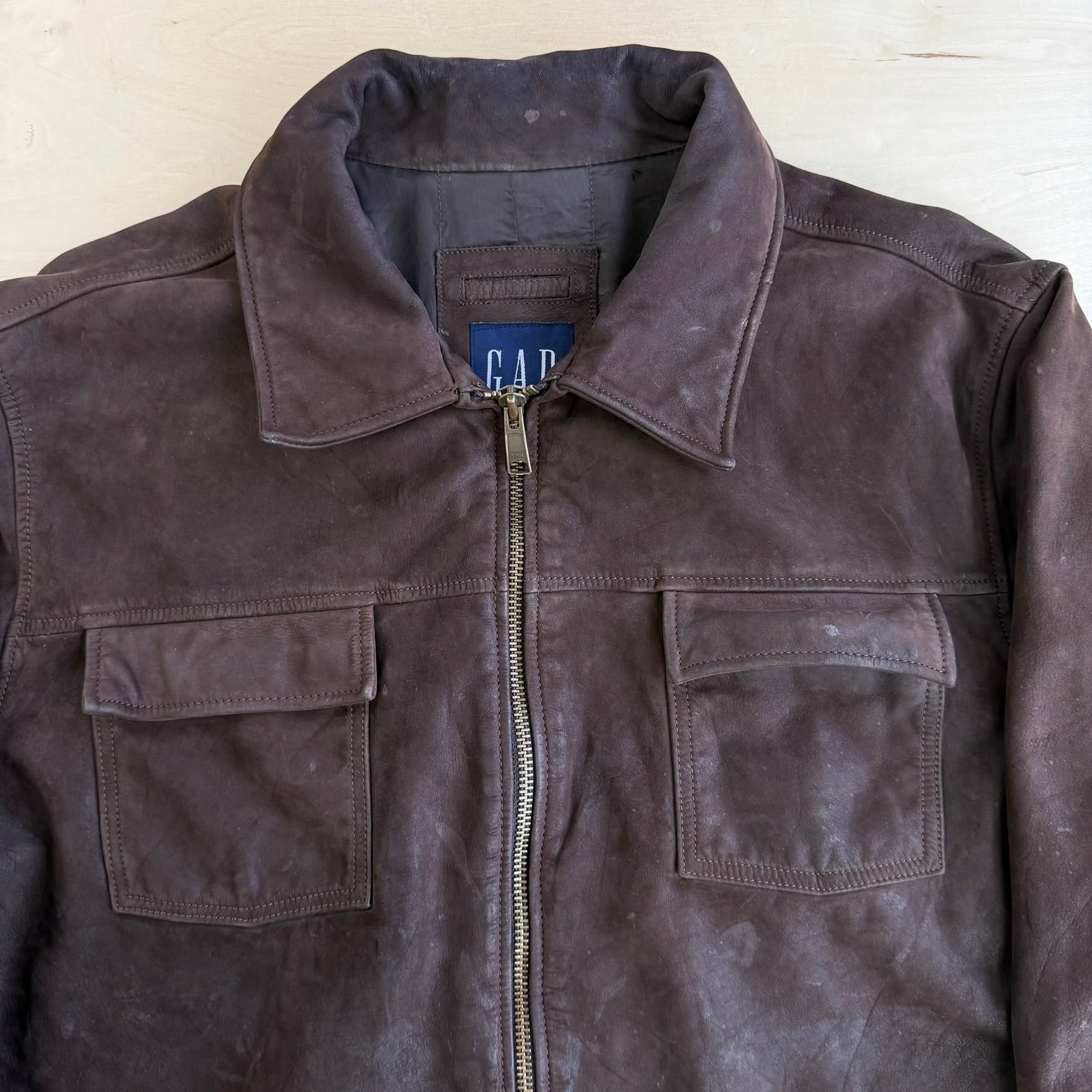 Vintage Gap Brown Zip Up Leather Jacket - L