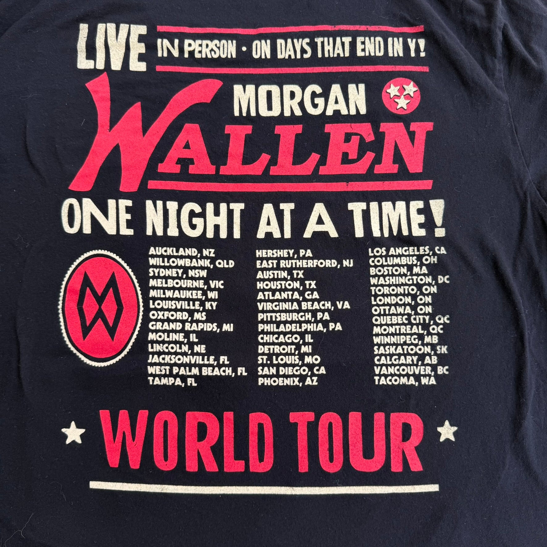 J- '23 Morgan Wallen One Night At A Time Tour Picture Graphic Tee - 2XL