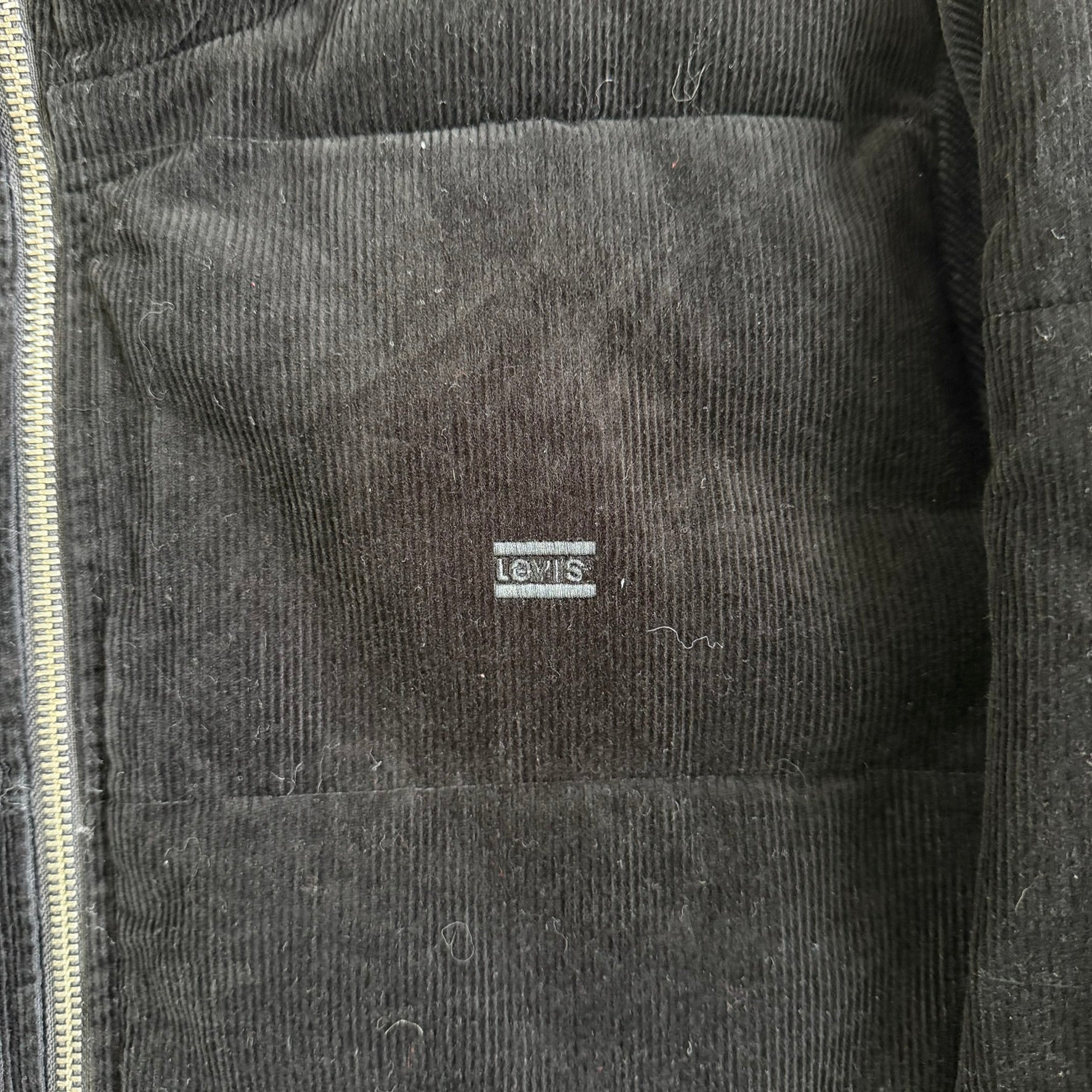 Levi's Black Corduroy Zip Up Puffer Jacket - L