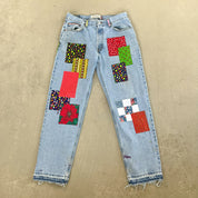 F- HOM Flower Patches Levi's 550 Reworked Custom Jeans