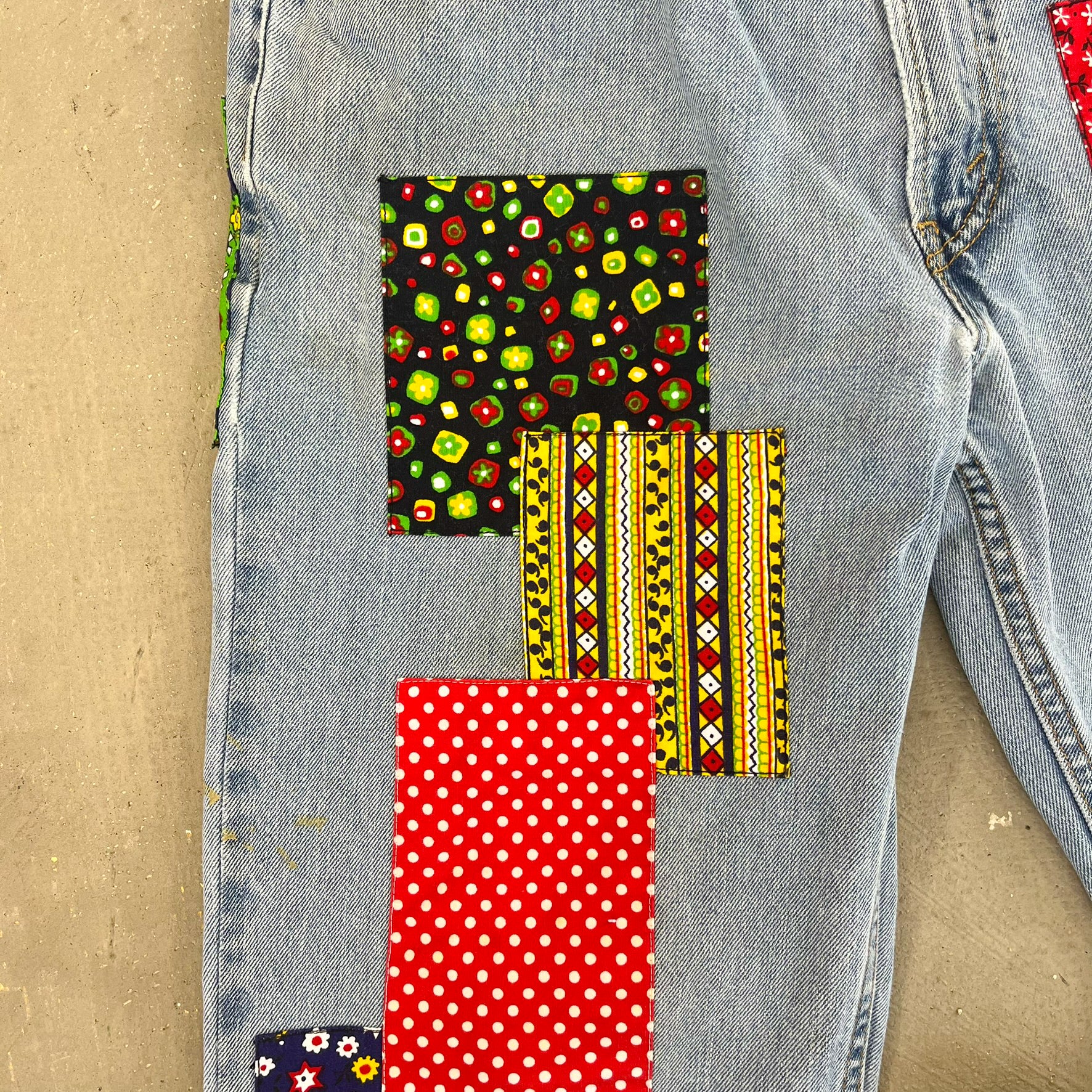 F- HOM Flower Patches Levi's 550 Reworked Custom Jeans