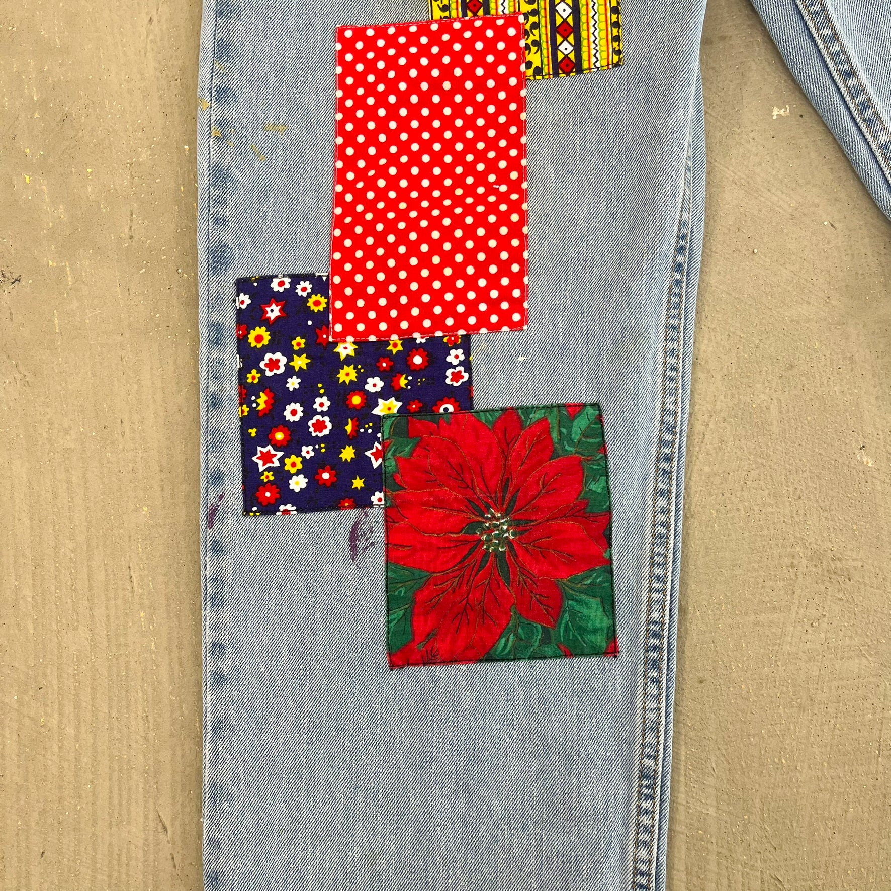 F- HOM Flower Patches Levi's 550 Reworked Custom Jeans
