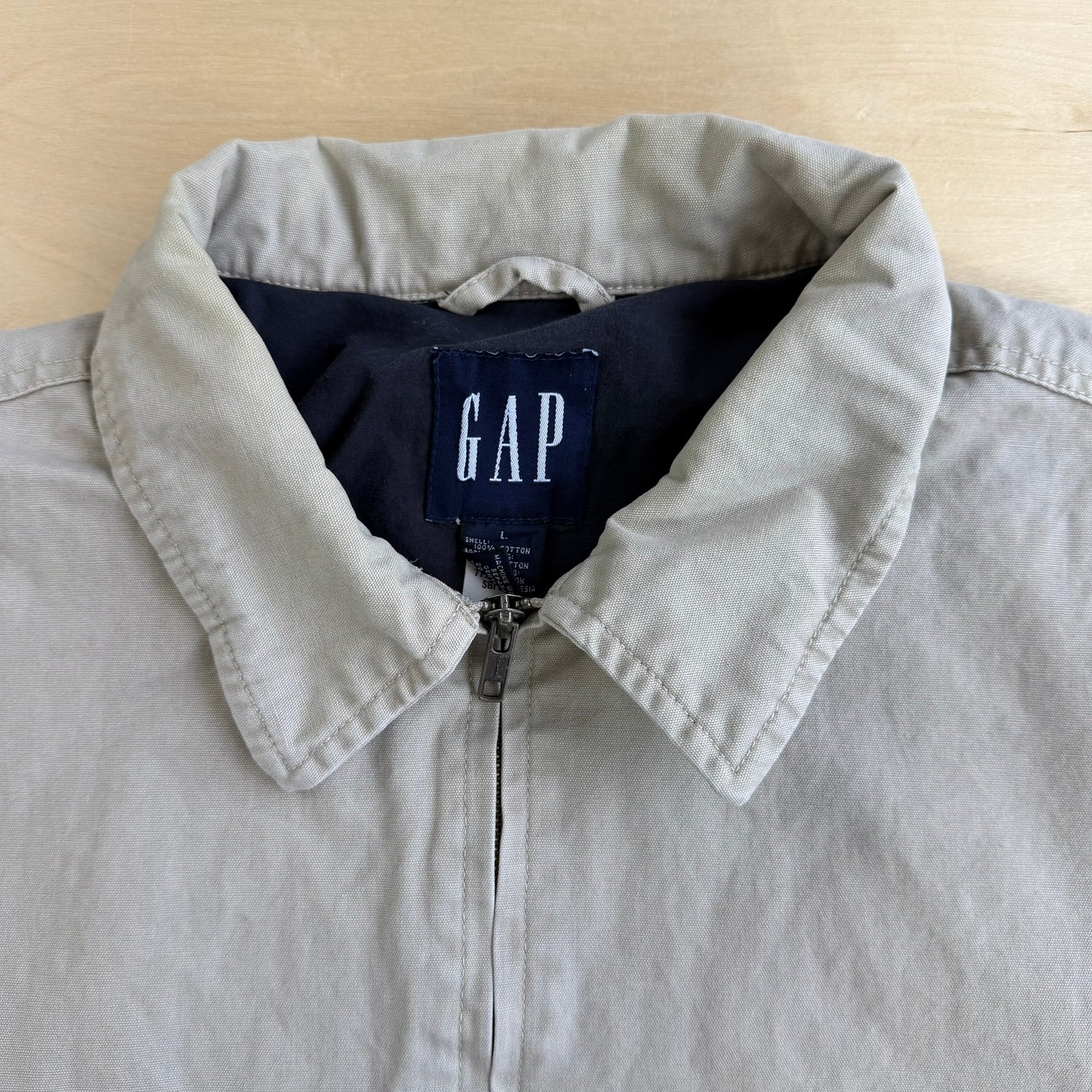 Vintage Gap Beige Zip Up Harrington Jacket - L