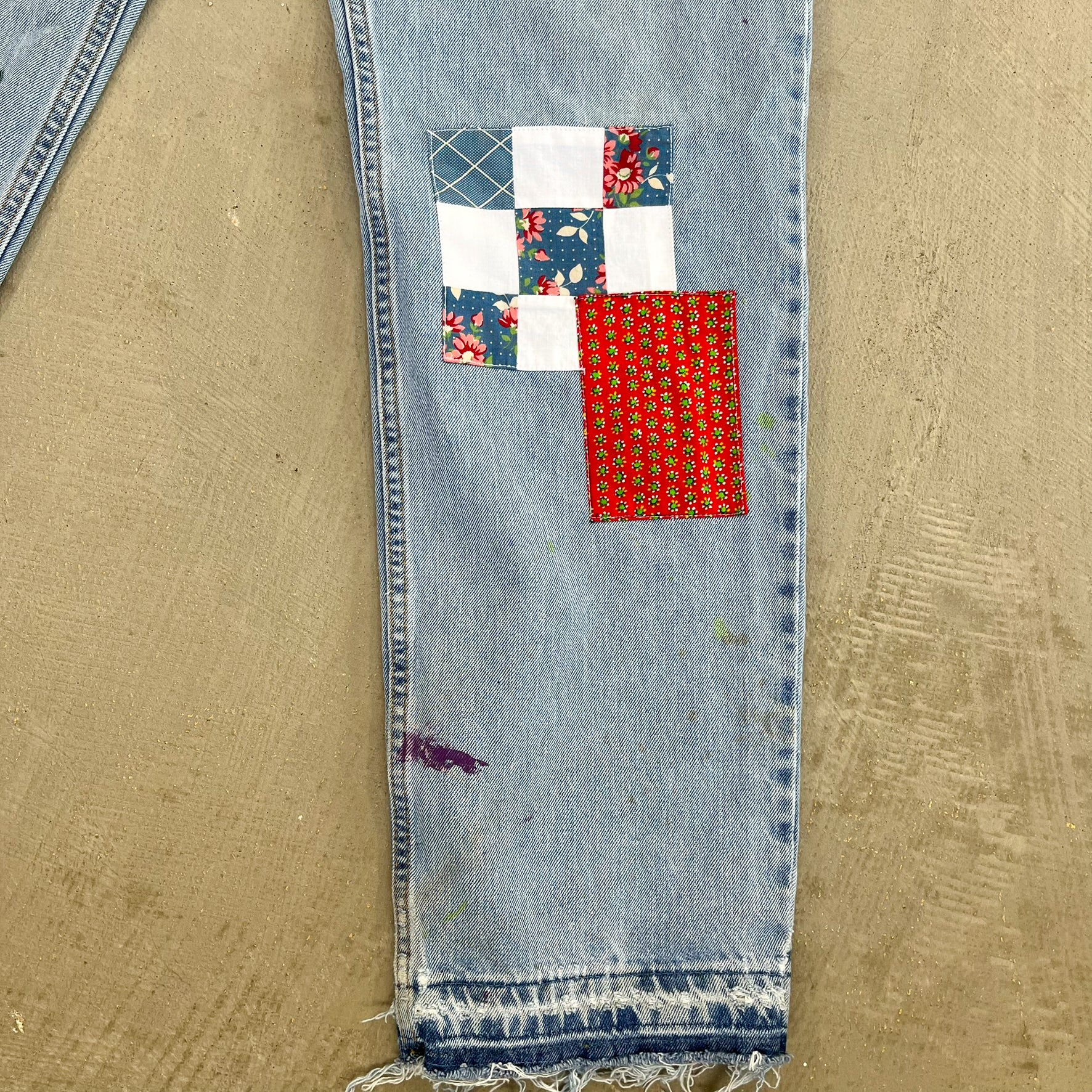 F- HOM Flower Patches Levi's 550 Reworked Custom Jeans